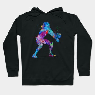 Girl Volleyball Watercolor Painting Art Print Sports Gifts Hoodie